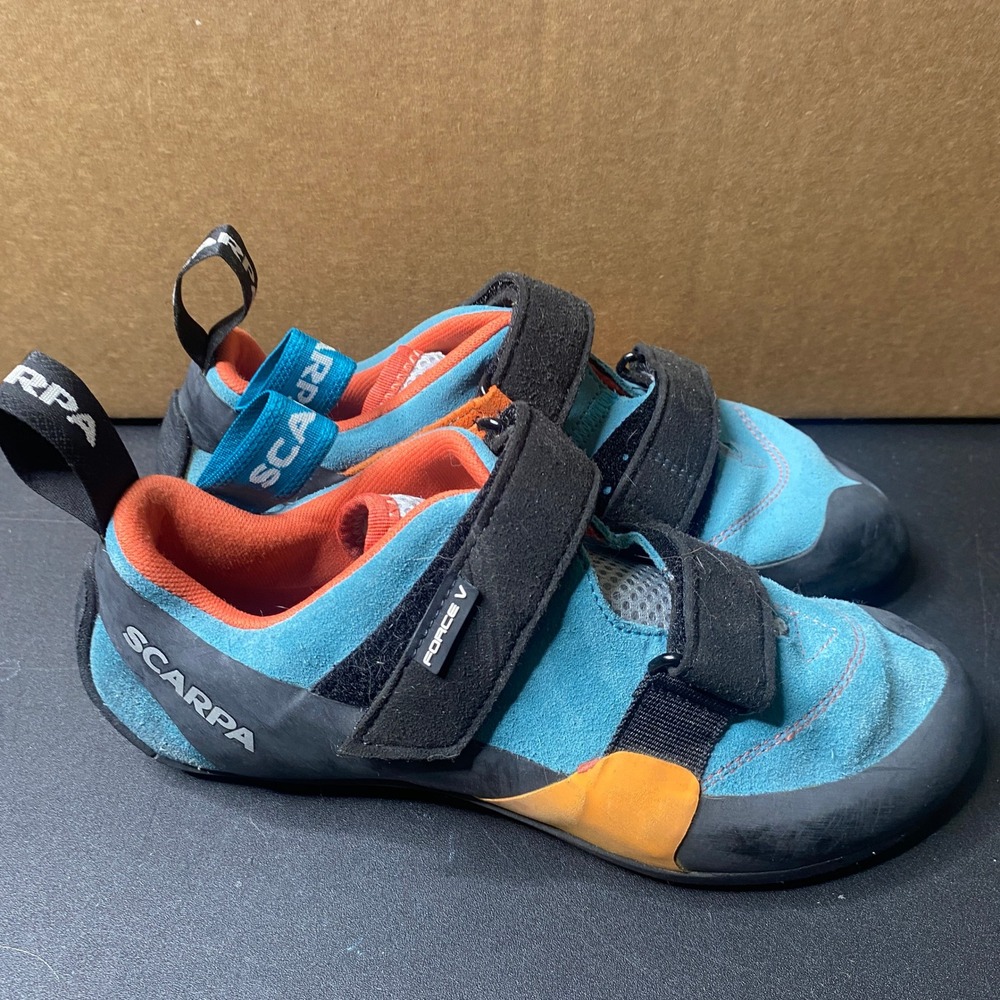 Scarpa Force V WMN Climbing Shoes Blue Orange Suede Vibram Size EU 40 US W 8.5